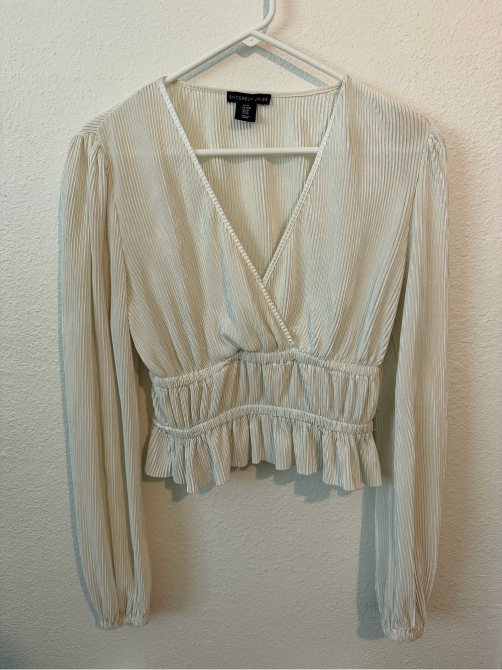Sincerely Jules Cream Pleated Wrap Blouse